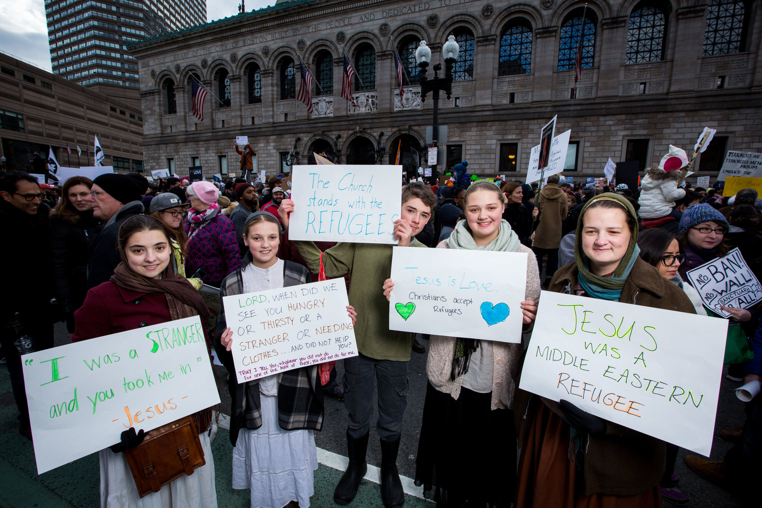 ERICA, CHLOE, ELIJAH, HOSANNAH, HANNAH "We want to show the side of Christianity, of the Bible, that says, ‘feed those that are hungry, help those in need, accept refugees - for love, for peace.’"