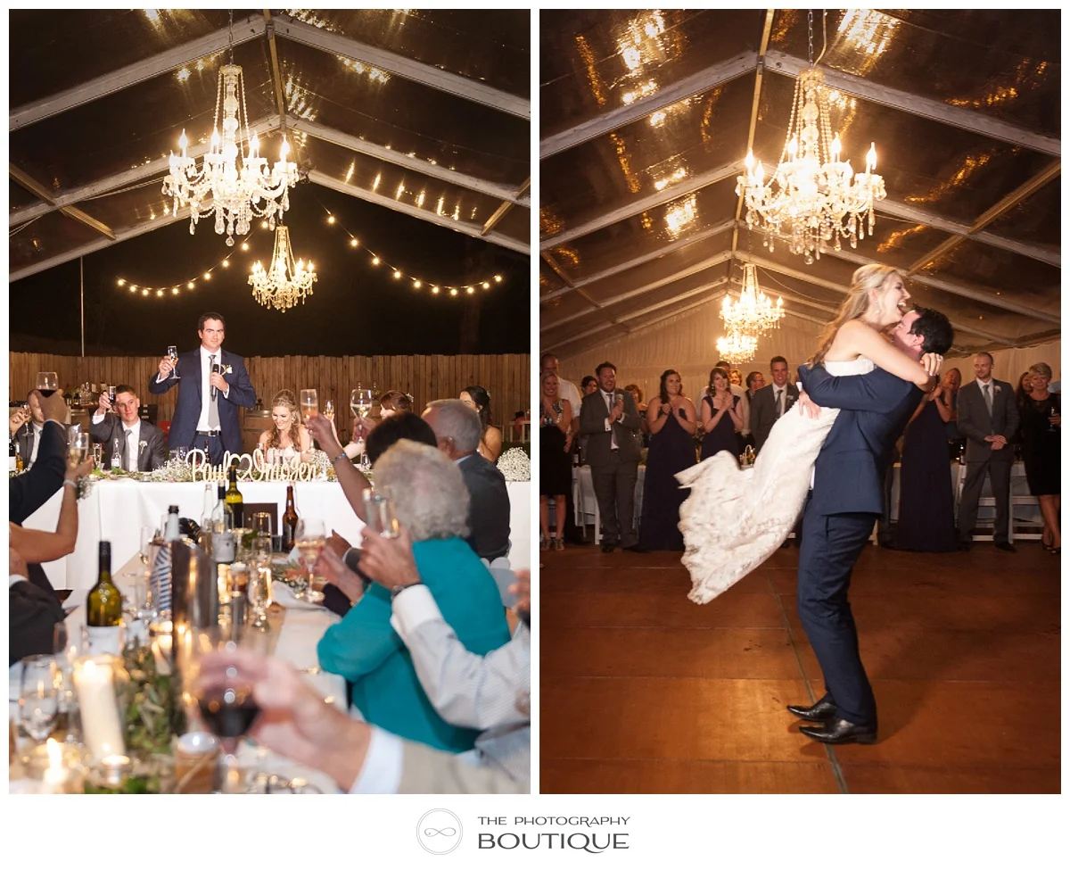 wedding reception at chandeliers on abbey margaret river