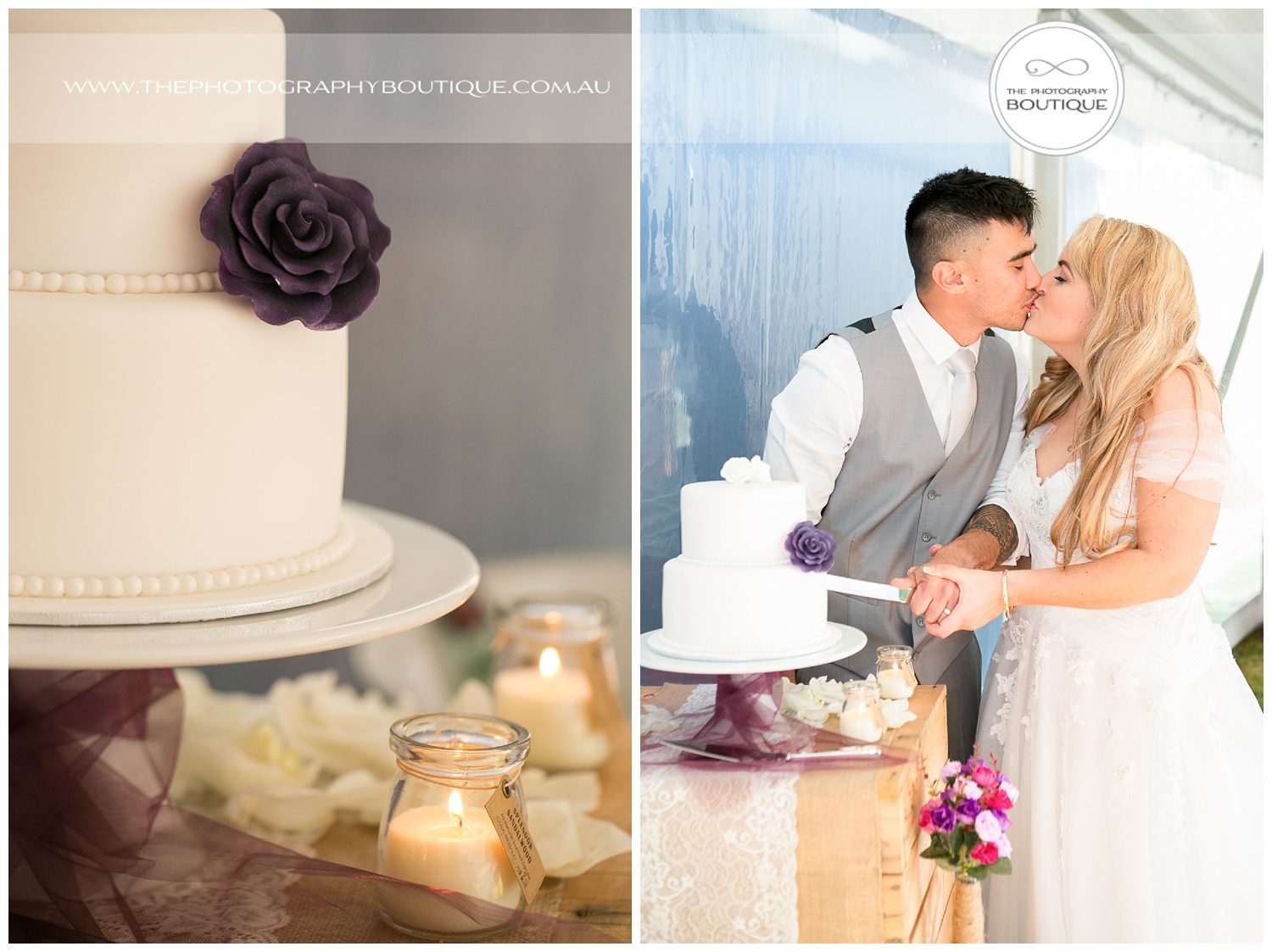 bride and groom cutting the cake at Roelands Bunbury wedding