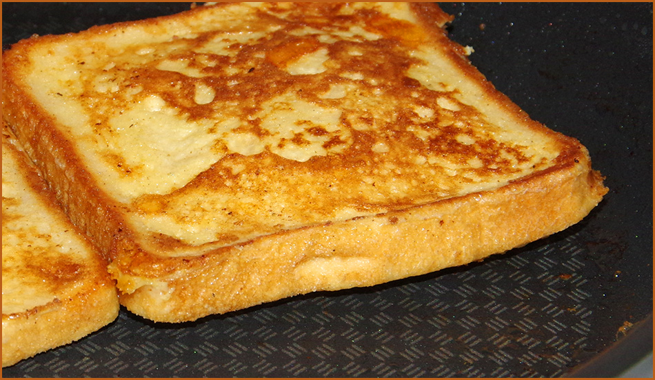 Edges of toast lifting from the pan and the centre of the toast is 'rising'.