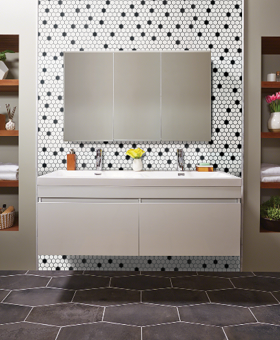 picture Black And White Hexagon Tile Backsplash black and white 1x1 hexagon matte 75 cabinets