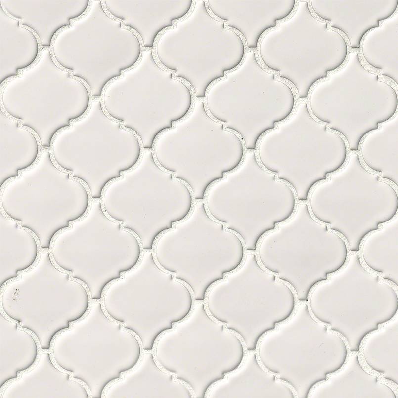 White Glossy Arabesque 75 Cabinets, Arabesque White Tile