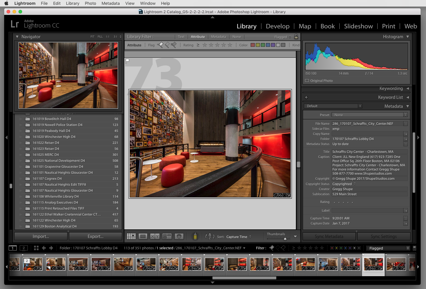 In the Library module. In the lower middle right panel is the Metadata window.
