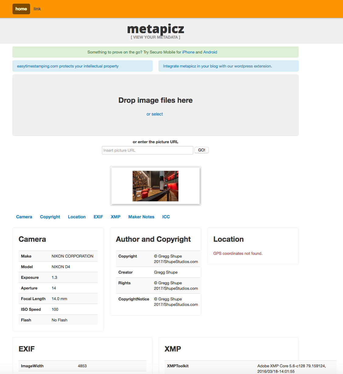 Once image has been processed. Scroll down this page to the bottom.
