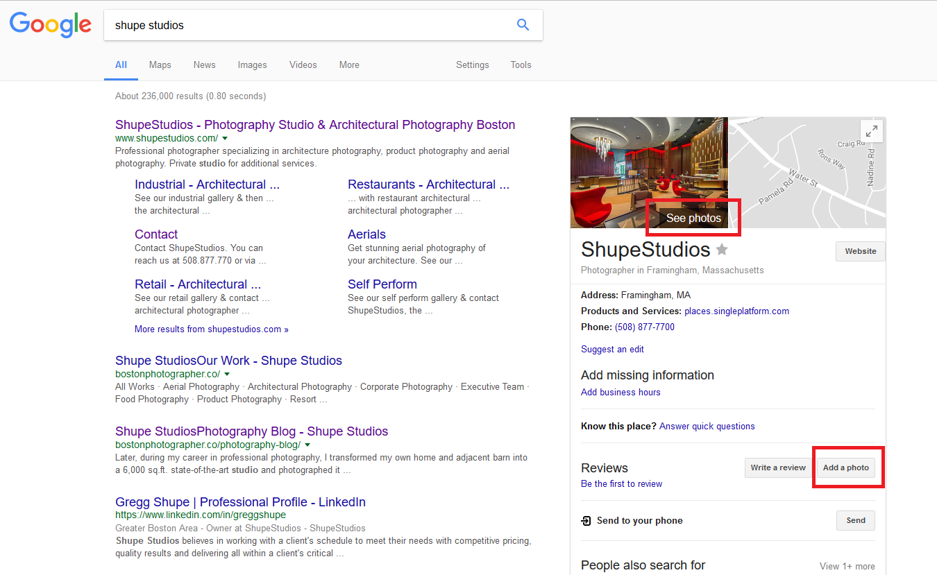 See the highlighted sections for your gallery and how to add a photo.