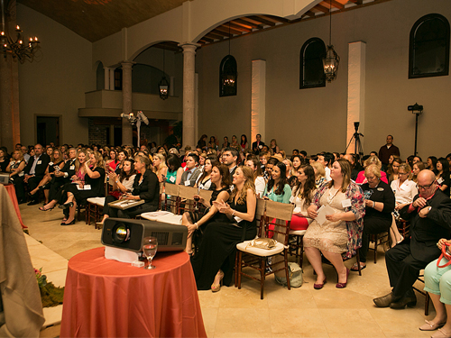 Crowd of guests in a corporate presentation