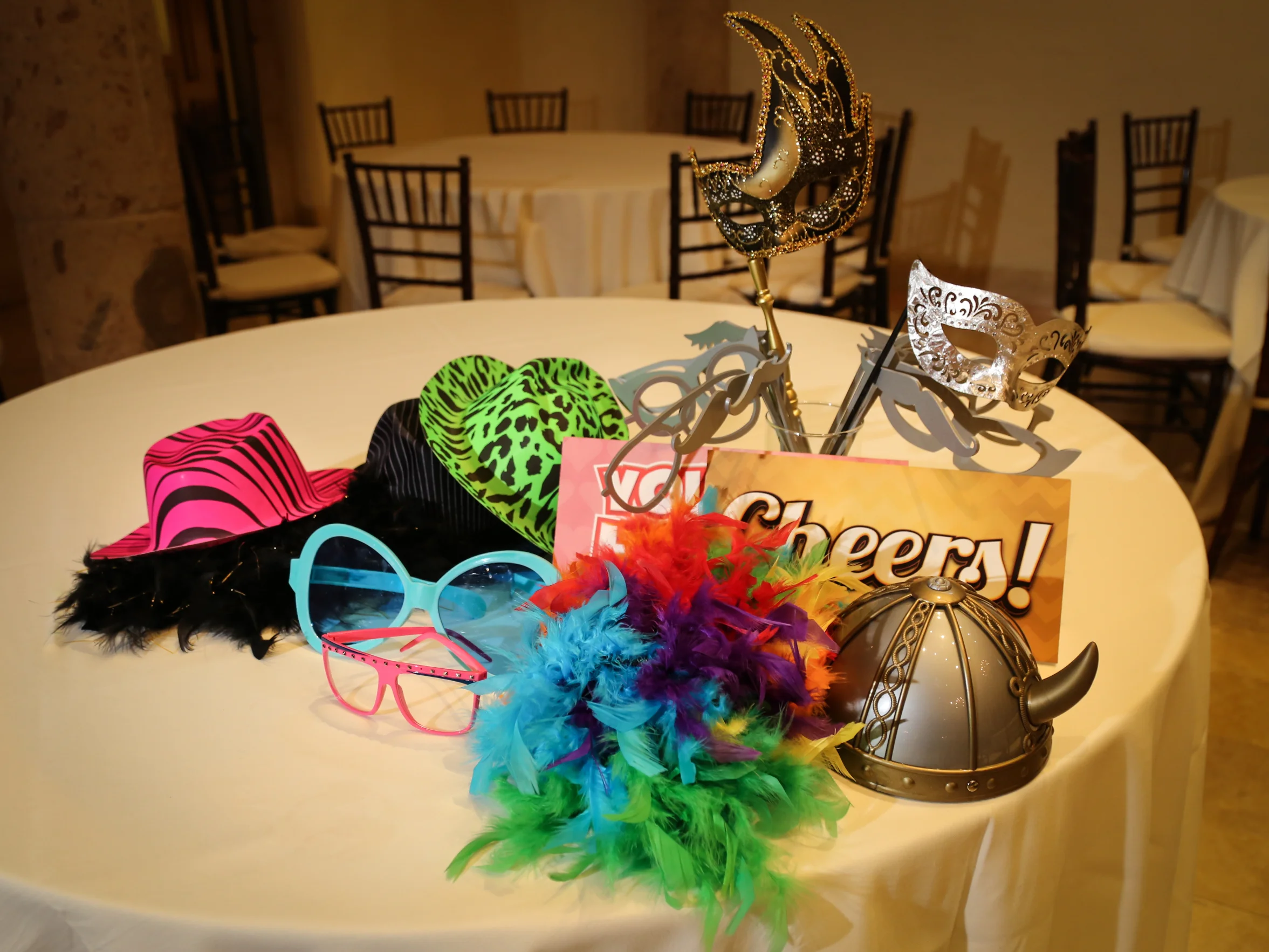 A variety of fun props is included with the Photobooth