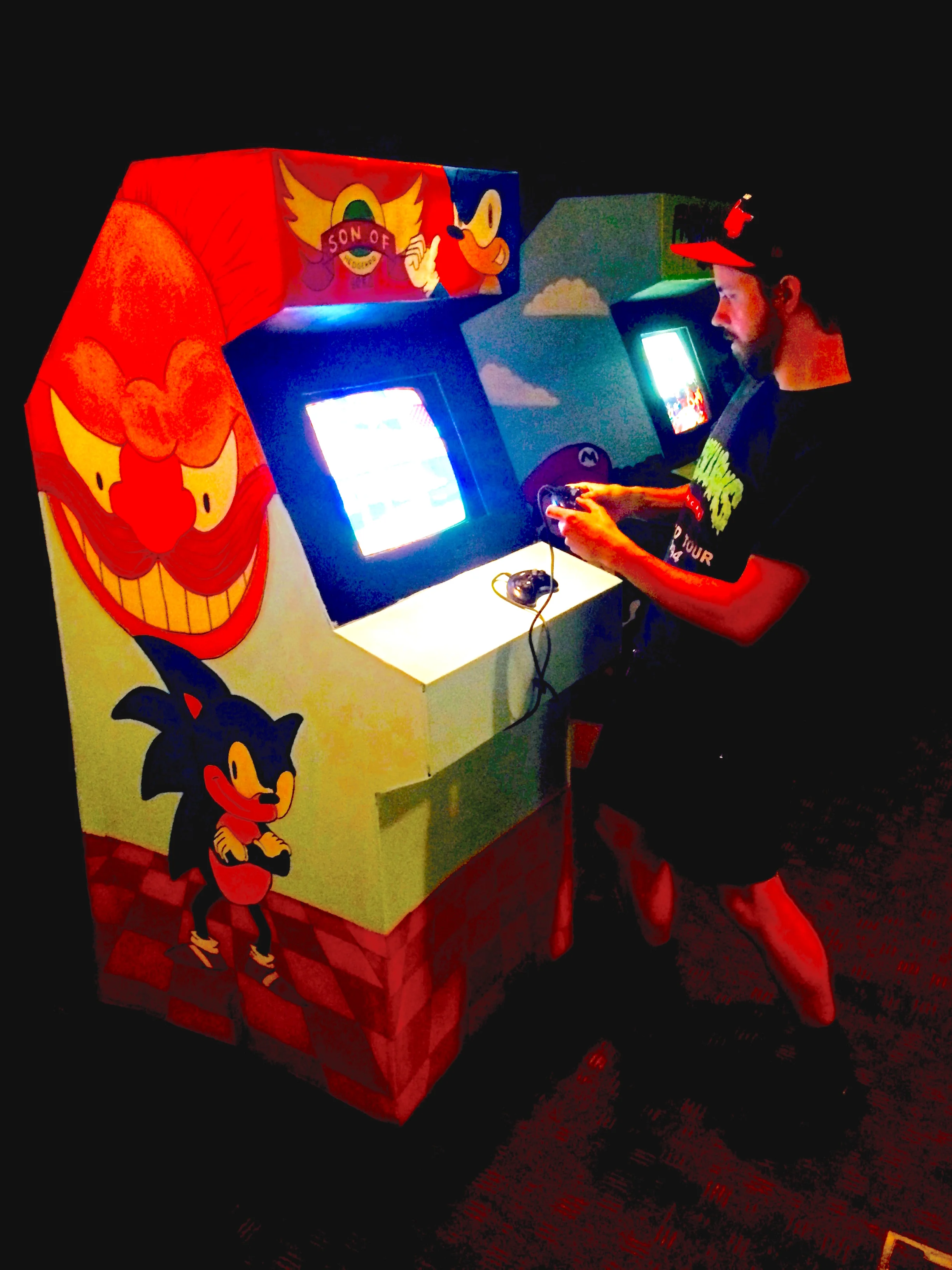 (Left to Right) Son of Hedgehog (Sonic the Hedgehog 2) on SEGA Friend Race 64 (Mario Kart 64) on Nintendo 64 Jeff
