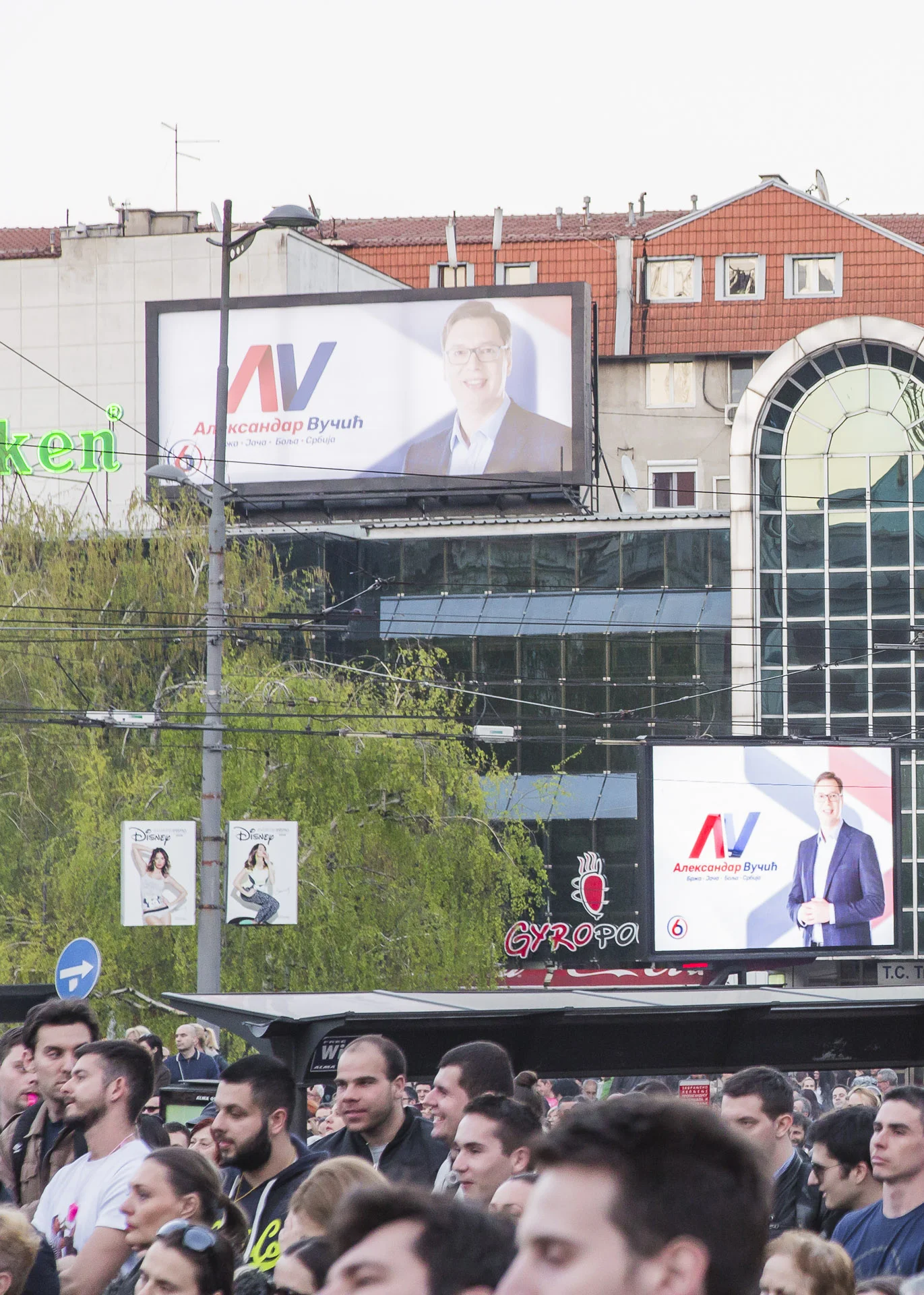 Vucic was prime minister and also candidate to the presidency of the republic. His ads occupied most of the public street signage in Serbia