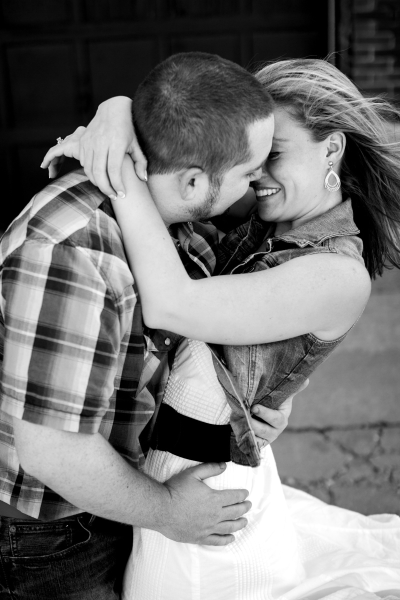  Couples session in Kansas City west bottoms couples photography black and white photo hair blowing 