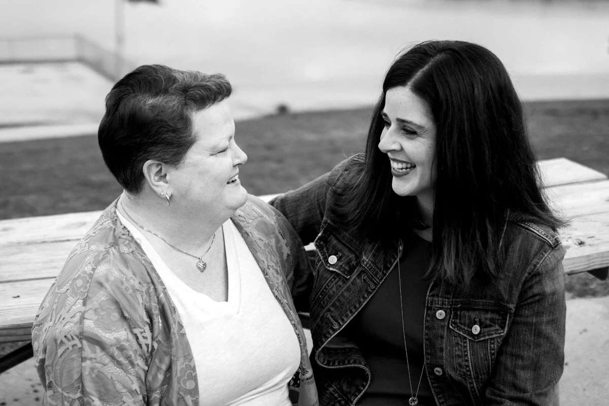 Rebecca Clair Photography Kansas City MO lifestyle photographer CURE magazine Extraordinary Healers nurse and patient cancer survivor at Lake Jacomo black and white photo