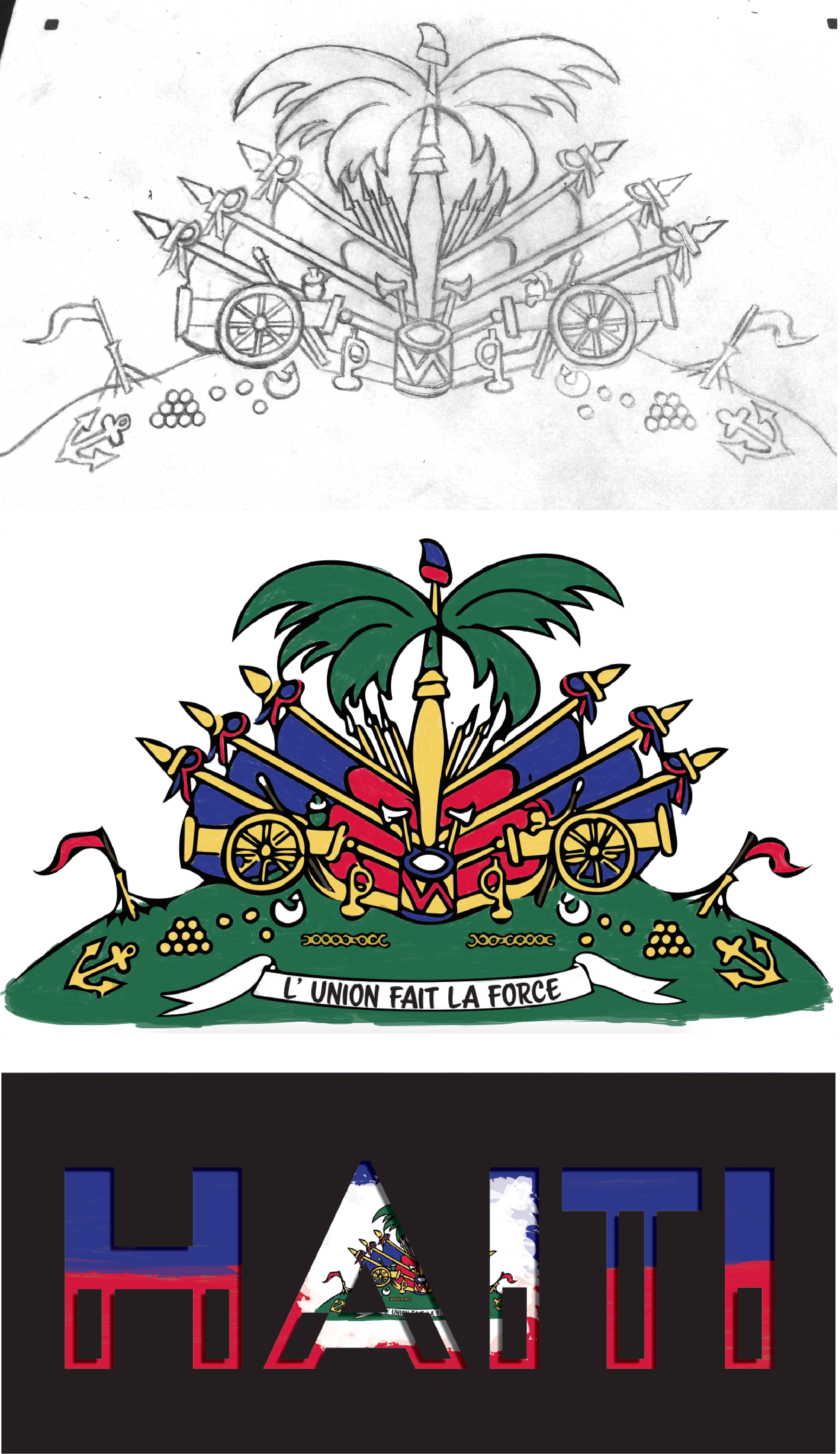 Hand-drawn Haitian Coat of Arms