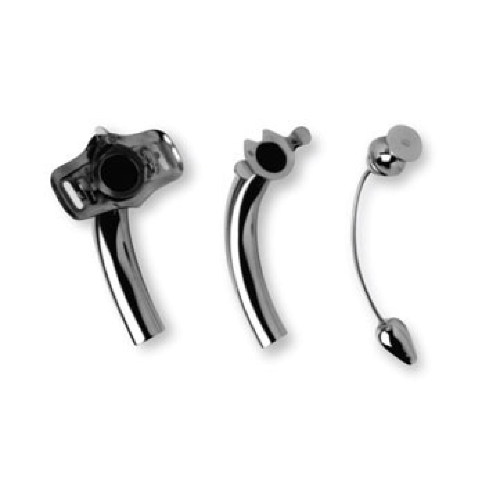 Premier Dental Products Co. Modern silver ‘Jackson’ tracheostomy tube. https://tri-anim.com/tracheostomy-tubes-jackson-original- group-34121-3792.aspx?search=717-1034615.