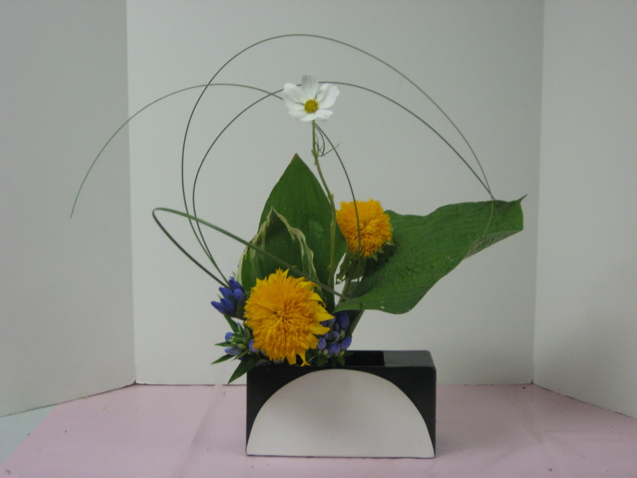 Flower set up to introduce Ikebana, the Japanese art of flower arrangement