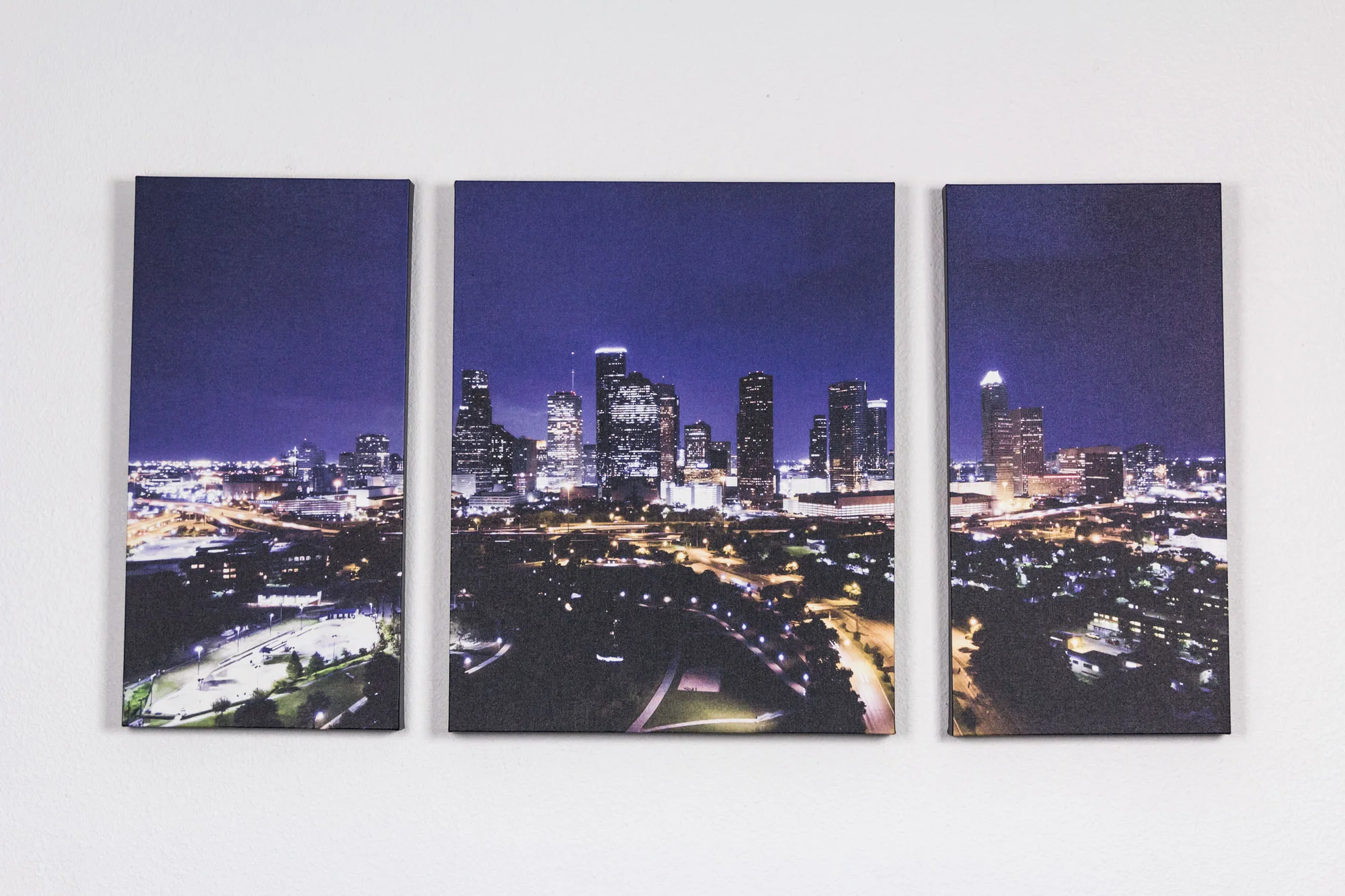 Downtown Houston Aerial - 3 Piece Canvas Set