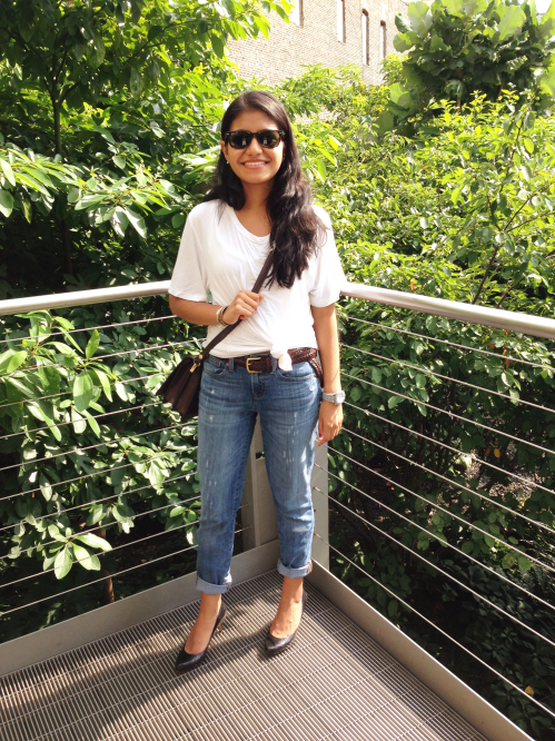 Rag & Bone Tee, J.Crew jeans, Ray ban wayfarers, Ann Taylor snake stilettos, Vintage Coach belt, Michele watch, Zara bag