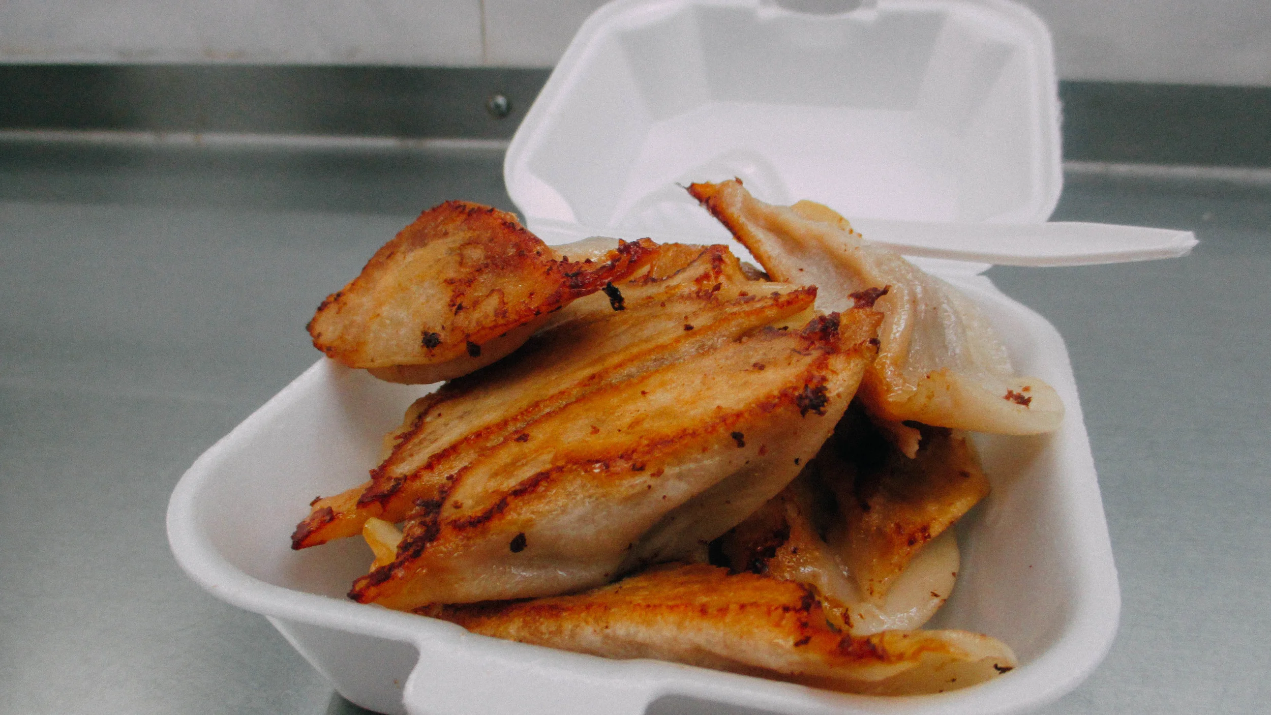 Fried dumplings.