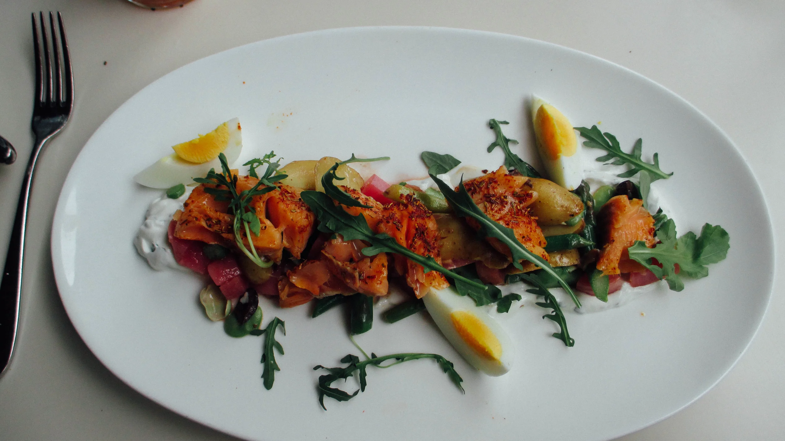 Olive oil poached arctic char