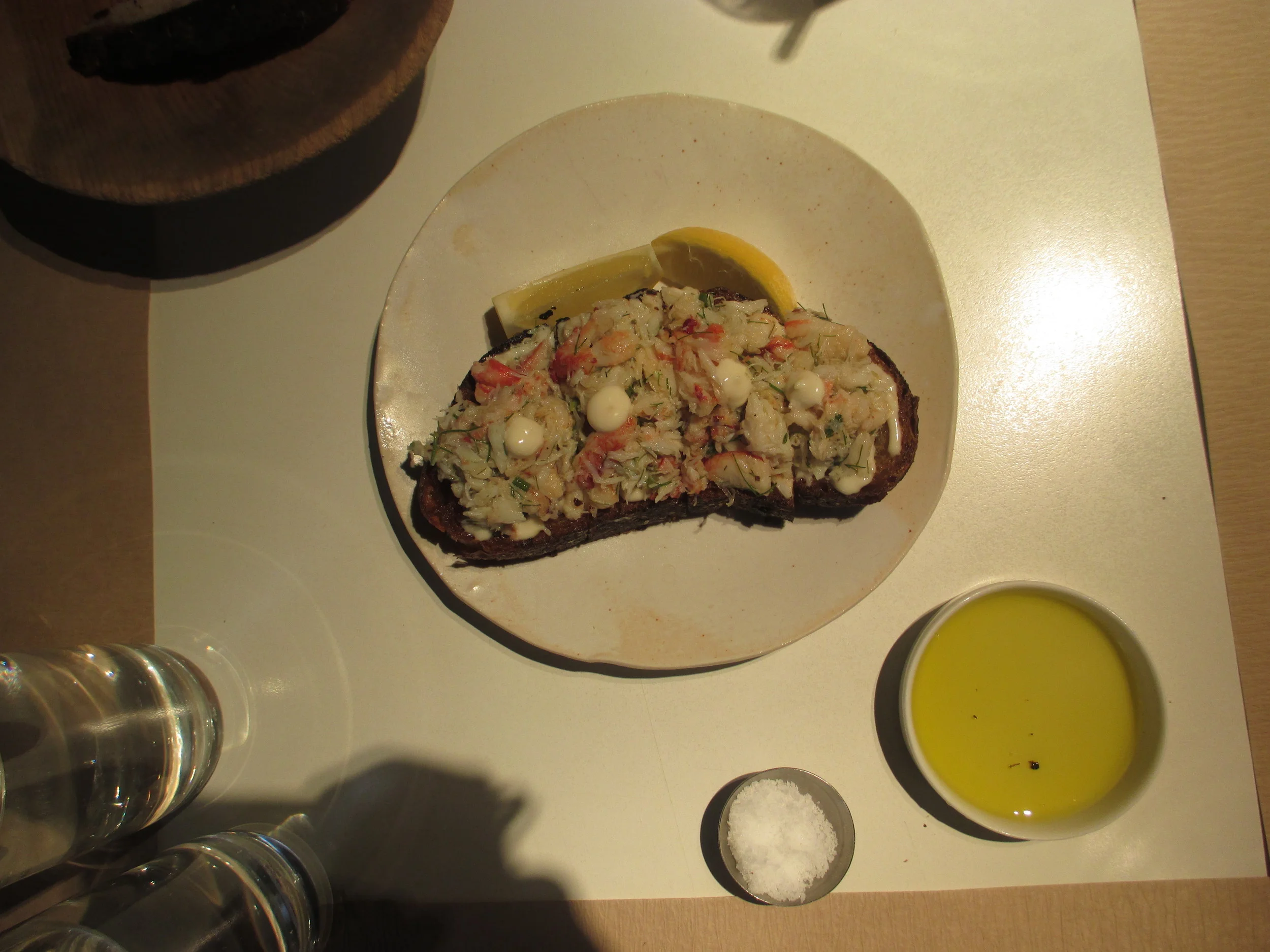 Crab toast with lemon aioli