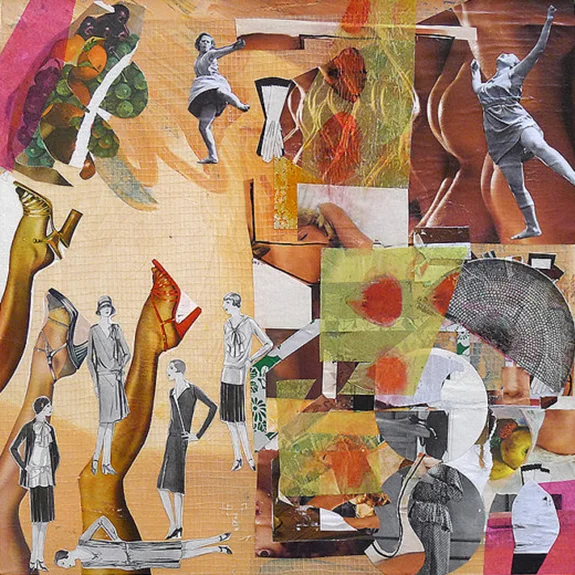 Shapeshifter. Mixed media collage on canvas with vintage ephemera. 12 x 12. 2013.