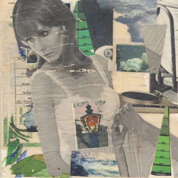 I Didn't Know I was Supposed to Have a Self. Mixed media collage on 300 lb. cold-pressed 100% rag paper with original vintage ephemera. 7 x 7 inches. 2013.