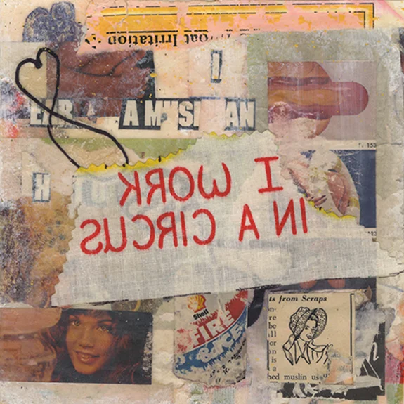 Heart of a Musician. Mixed media collage on 300 lb. cold-pressed 100% rag paper with original vintage ephemera. 7 x 7 inches. 2014.