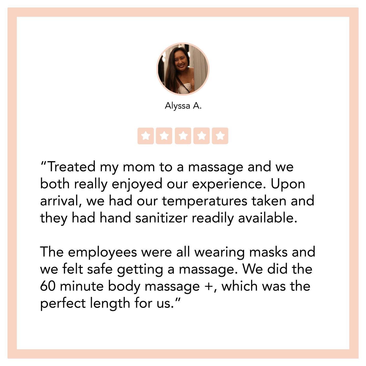 Made our day! Feedback is always important to us. It is how we learn to improve ourselves. It is always so great to hear a client has had such a great experience at our spa ❤️

#spa #massage #relax #relaxing #health #healthy #healthylifestyle #luxury