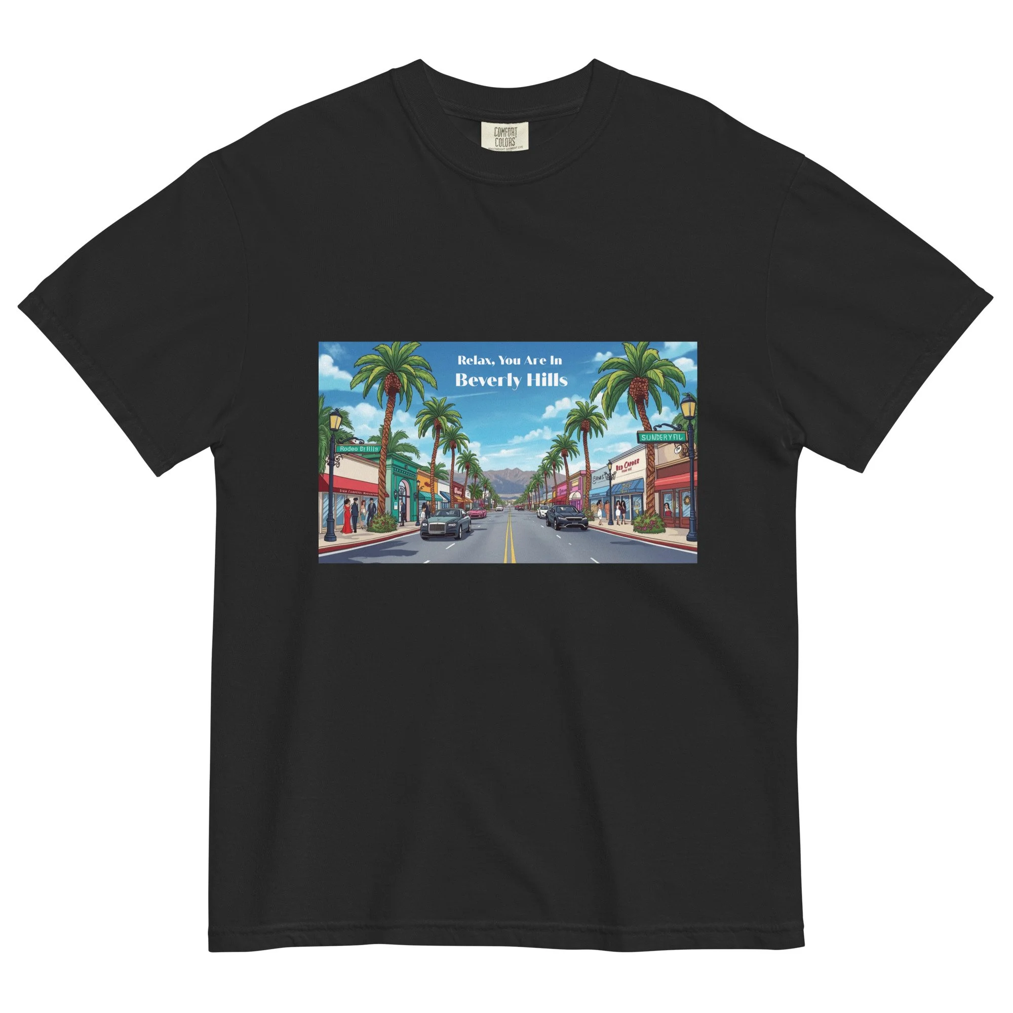 Relax, You're in Beverly Hills Tee, Men's Heavyweight, Black