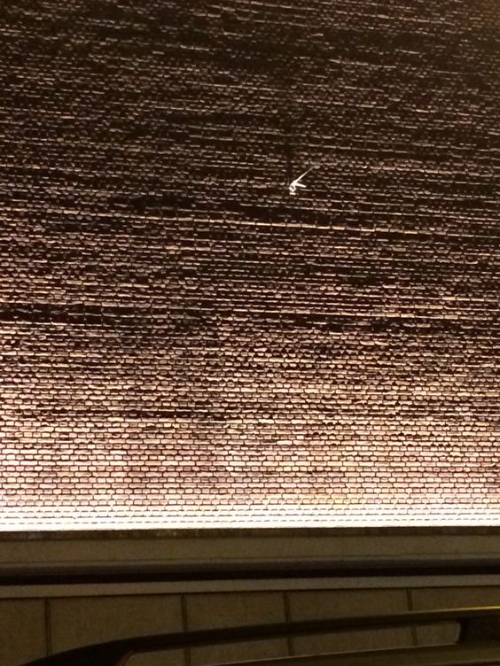 Massive brick wall illuminated from below. Amsterdam, building of Heineken Experience .