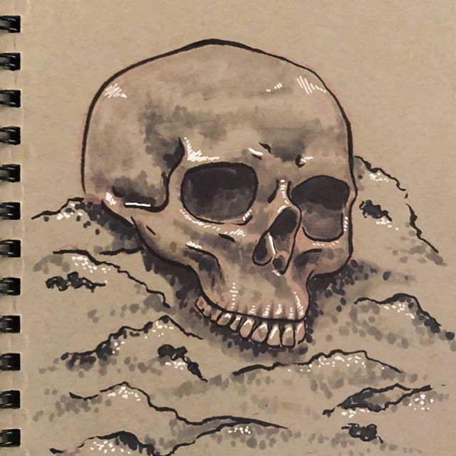 #inktober day 13. Today&rsquo;s prompt was ash 💀 I&rsquo;ve been watching AHS Apocalypse, also this was the first thing I thought of 🤷&zwj;♀️
&bull;
&bull;
&bull;
&bull;
#inktober2019 #ink #pen #penandink #posca #copic #blackandwhite #tonedpaper #d