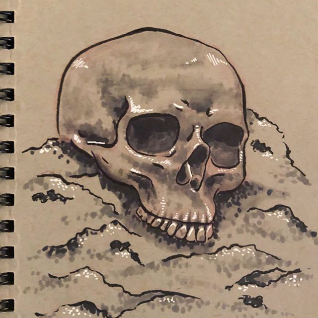 #inktober day 13. Today&rsquo;s prompt was ash 💀 I&rsquo;ve been watching AHS Apocalypse, also this was the first thing I thought of 🤷&zwj;♀️
&bull;
&bull;
&bull;
&bull;
#inktober2019 #ink #pen #penandink #posca #copic #blackandwhite #tonedpaper #d