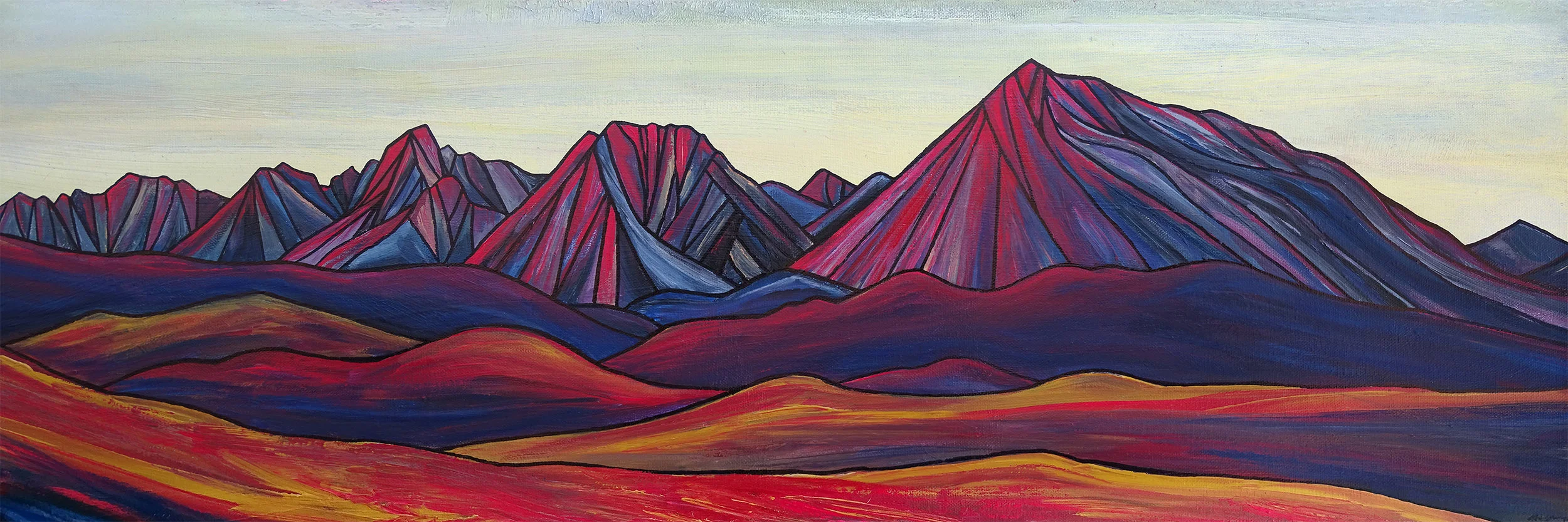 RED BISHOP SKYLINE Sierra Nevada Acrylic 12" x 36"