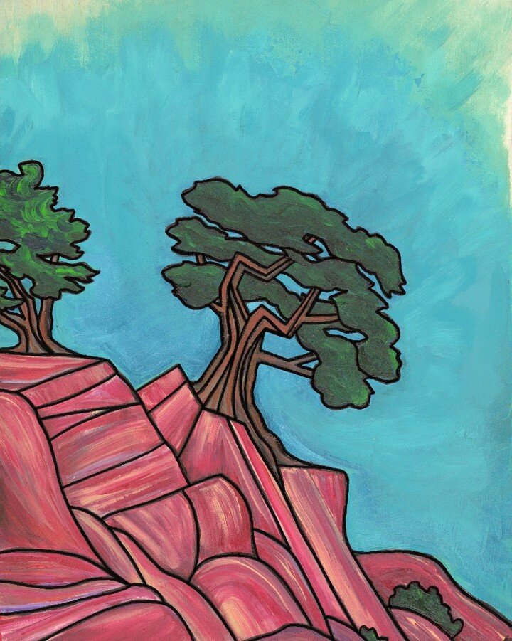 Juniperus osteosperma, Utah Juniper. Acrylic on wood panel. 11&quot;x14&quot;. 
Original available only @mountainramblerbrewery