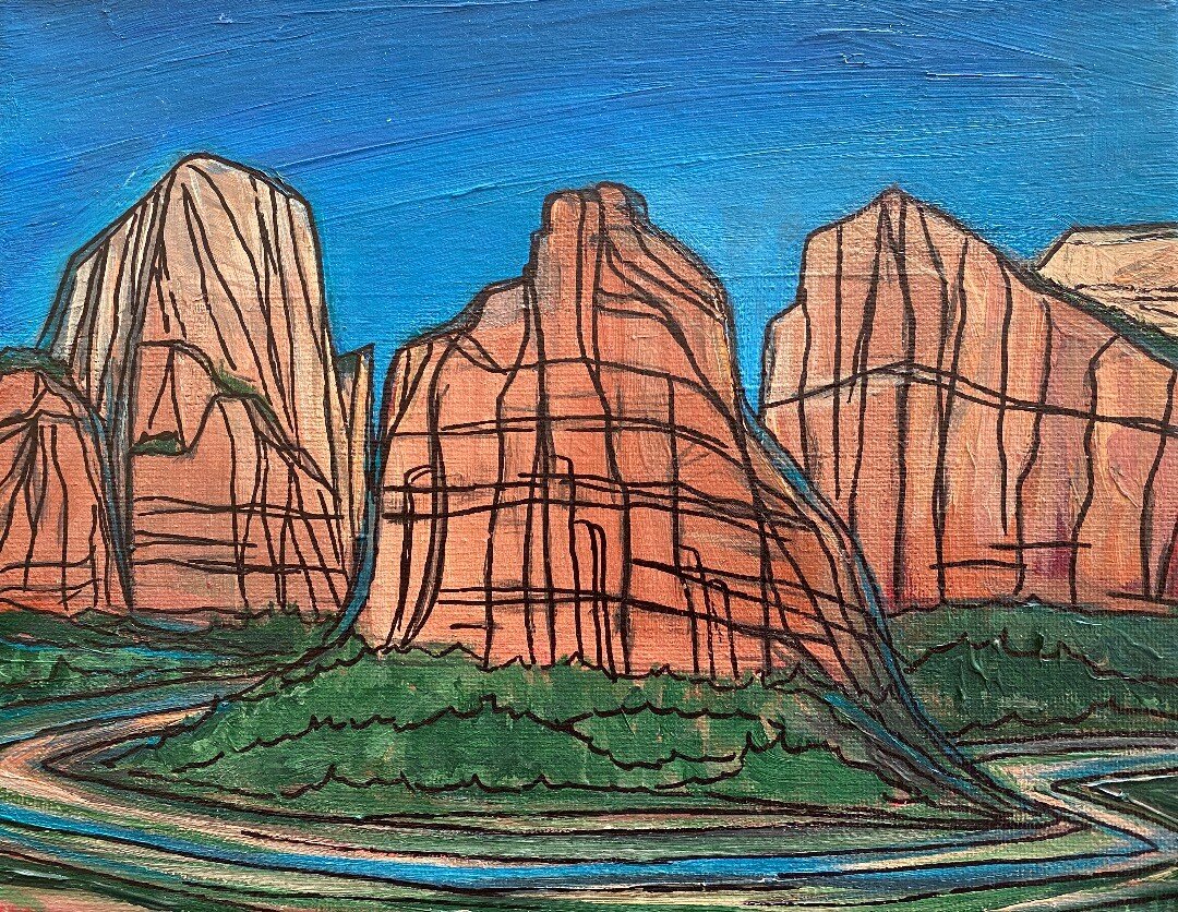 Zion. Acrylic on Canvas. Available at @mountainramblerbrewery 
Sometime I dabble in landscapes outside the Sierra and Great Basin, but not often. Many small and affordable original pieces are up for your viewing pleasure and for sale at the Rambler t