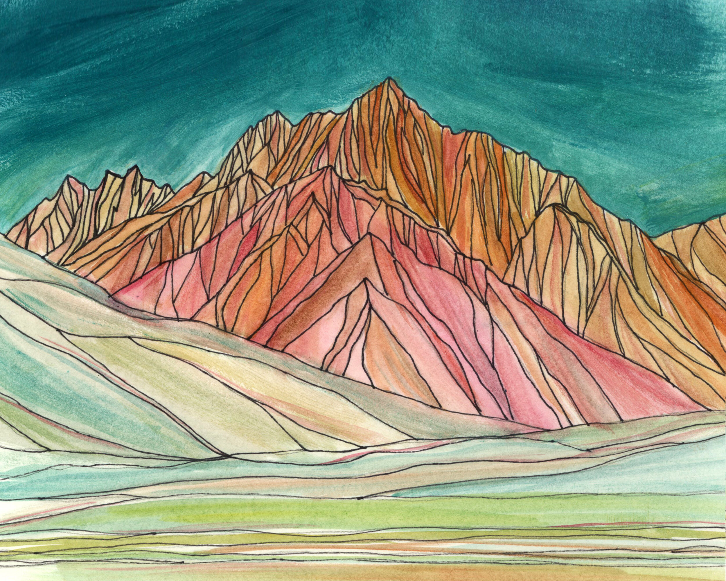 Mt Morrison Watercolor canvas print