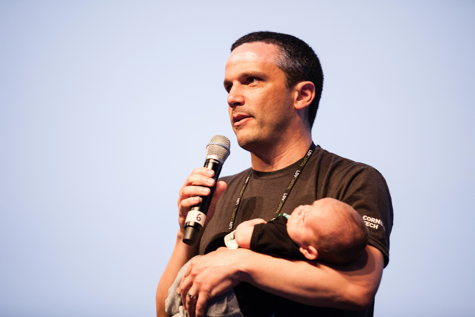 We are a family affair! Serge Belongie, Professor at Cornell Tech with his son August helping announce the next speaker. ©Robert Wright/LDV Vision Summit