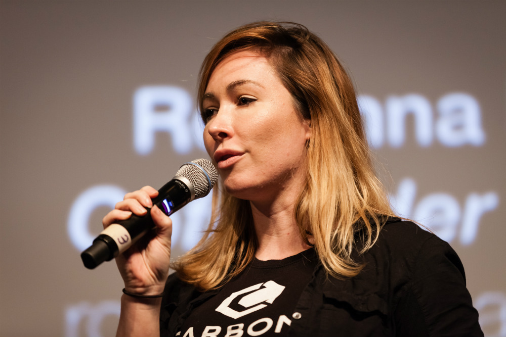 Rosanna Myers, Co-Founder & CEO Carbon Robotics during her 4 minute startup competition presentation. ©Robert Wright/LDV Vision Summit