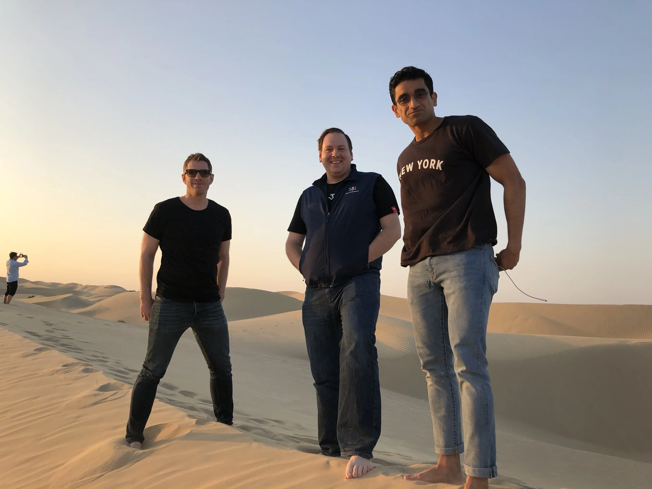 (L to R) Sean Gourley of Primer, Chris Gibson of Recursion, and Zavain Dar in Abu Dhabi