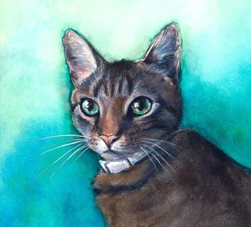 Watercolor Cat Painting