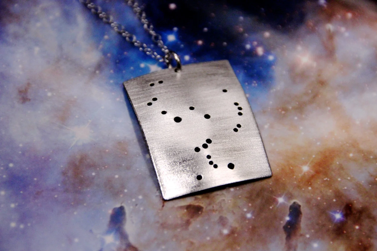 Orion constellation sterling silver rectangle necklace