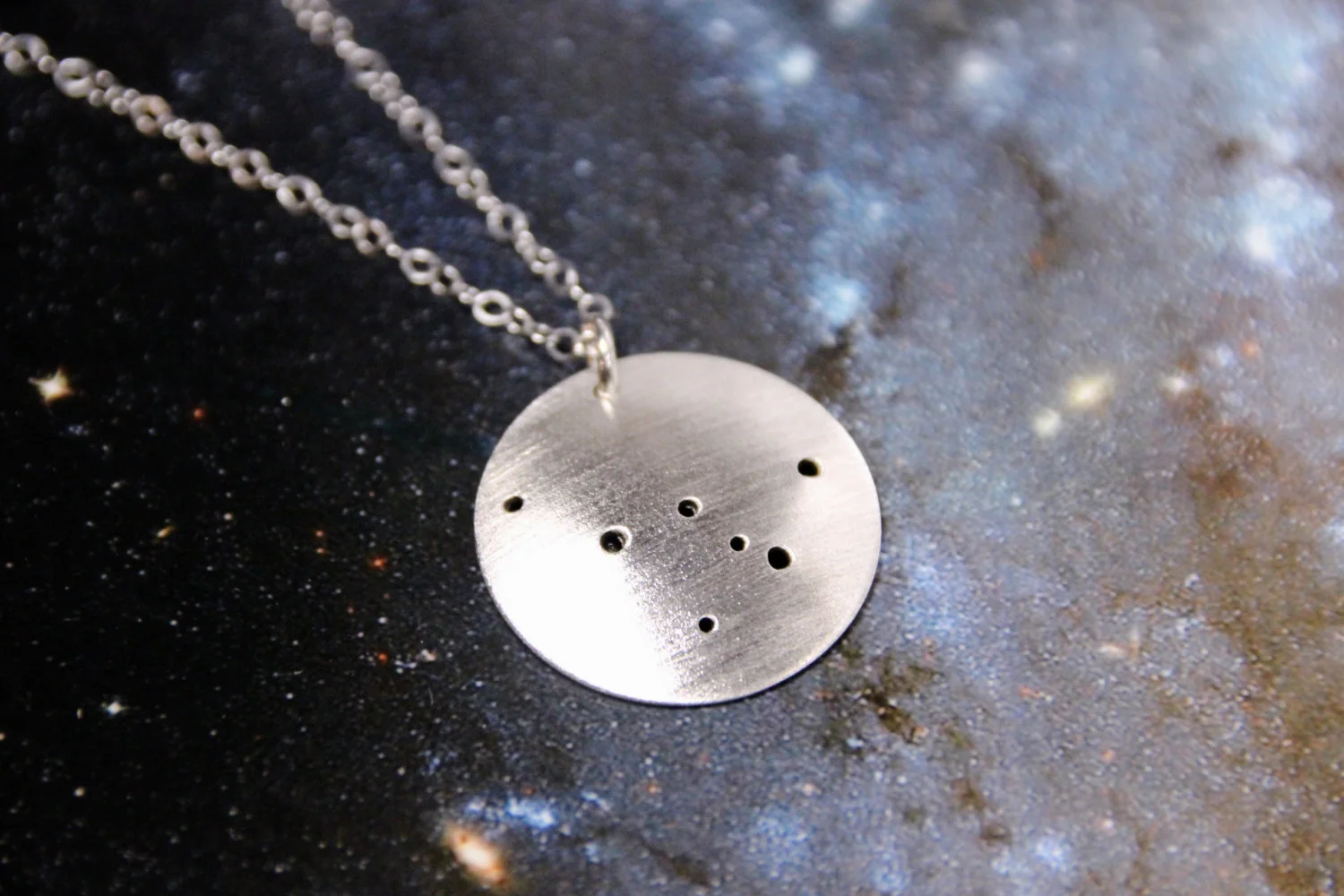 Cassiopeia constellation sterling silver necklace