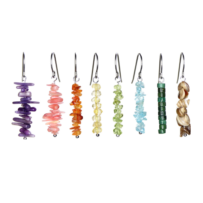 Gemstone chips natural, colorful earrings — Tactile Melodies