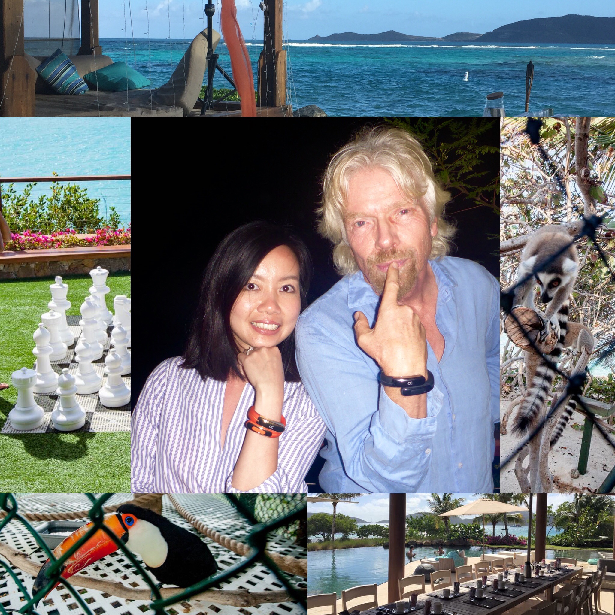 Ashley Chloe's CEO, Angela Pan, with Sir Richard Branson on Necker Island