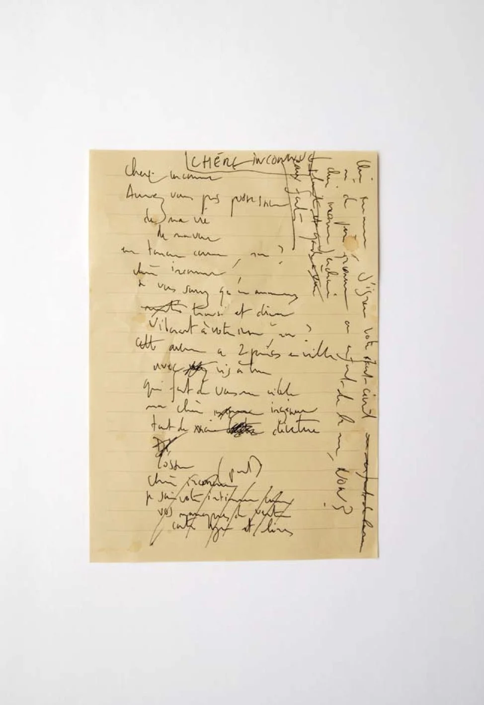 Benjamin Biolay, Manuscrit Chère Inconnue © the artist 2007 