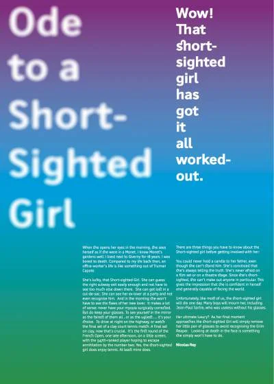  Nicolas Rey, Ode to a short sighted girl © ICONOfly and the artist 2007 