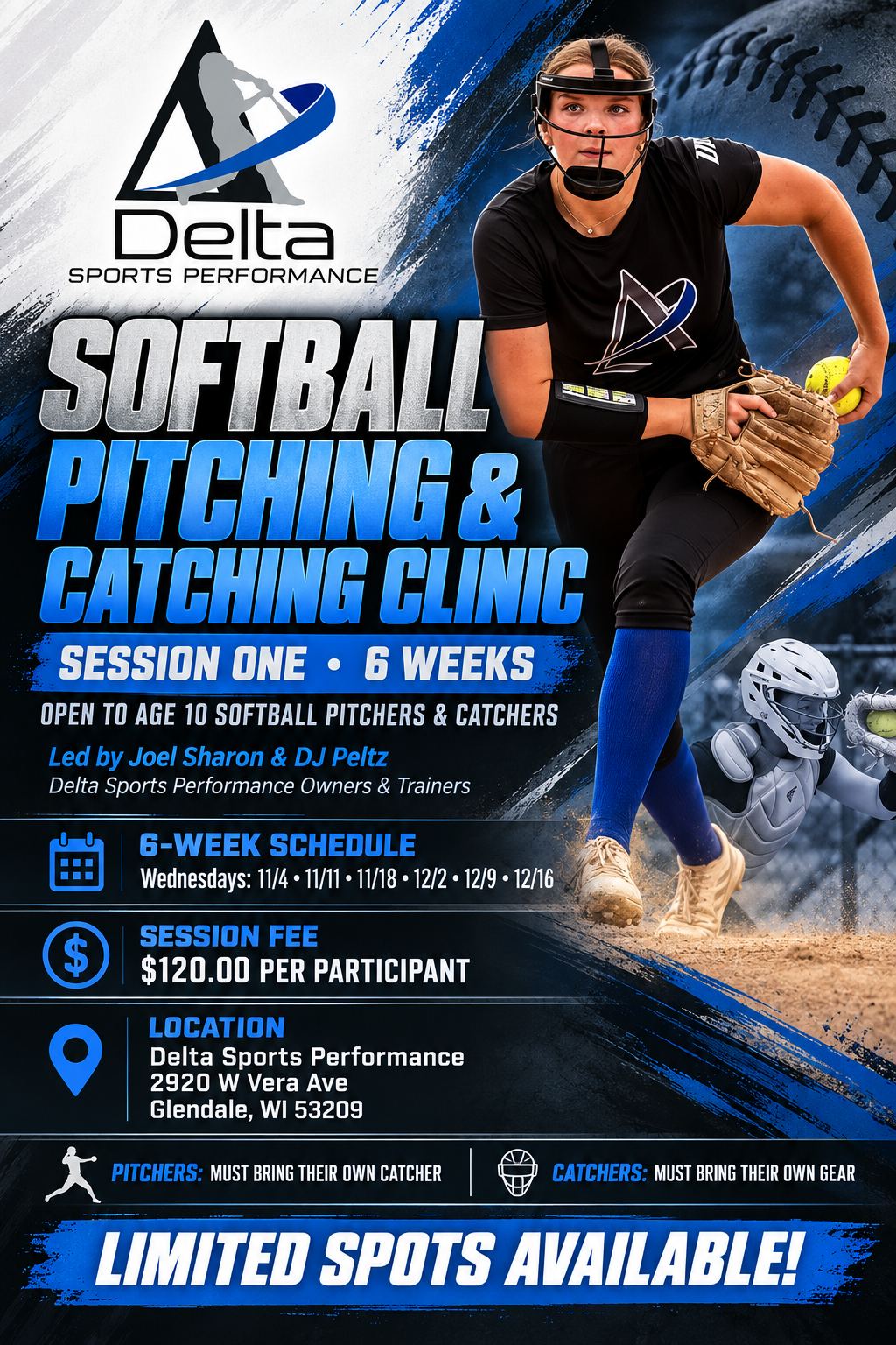 Delta Softball Pitching and Catching Clinic 10U