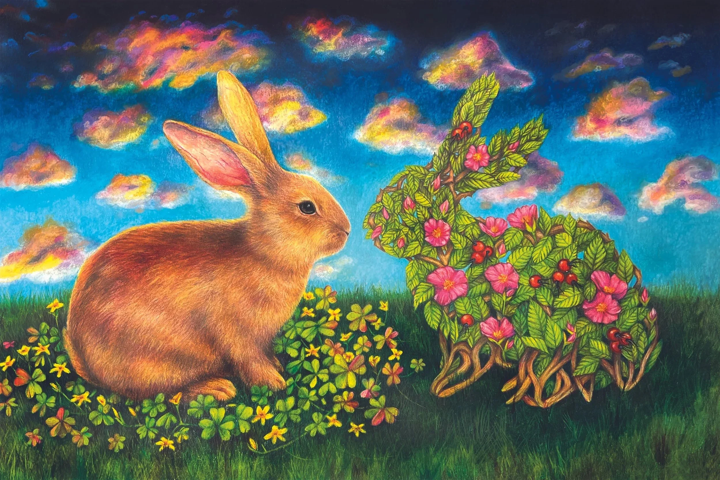 Colored pencil, wax pastel and ink on illustration board
