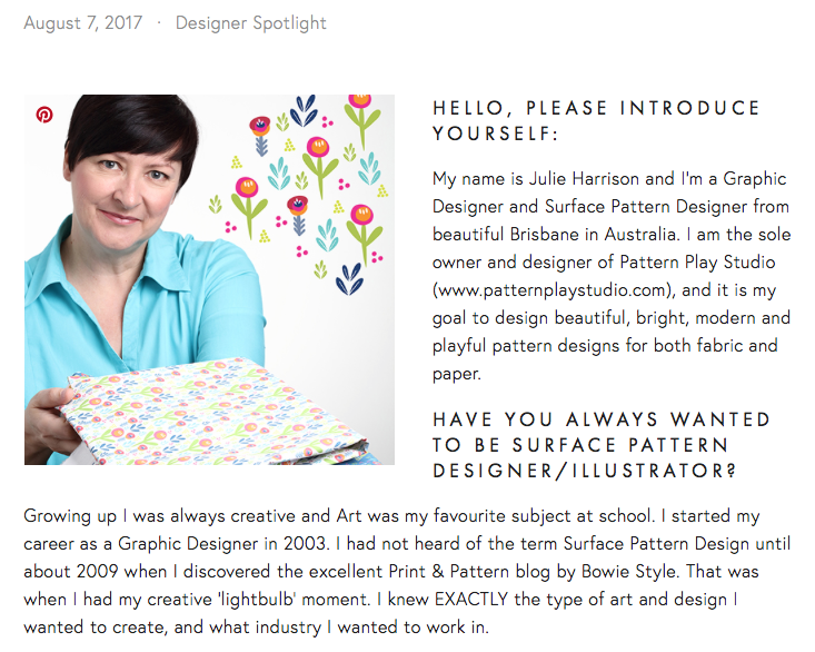 Surface pattern designer interview with Rise, Design and Shine. 