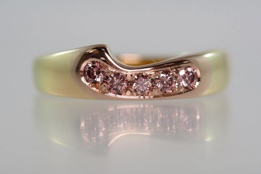 Eternity Ring, 18ct Yellow and Pink Gold with Pink Diamonds. 