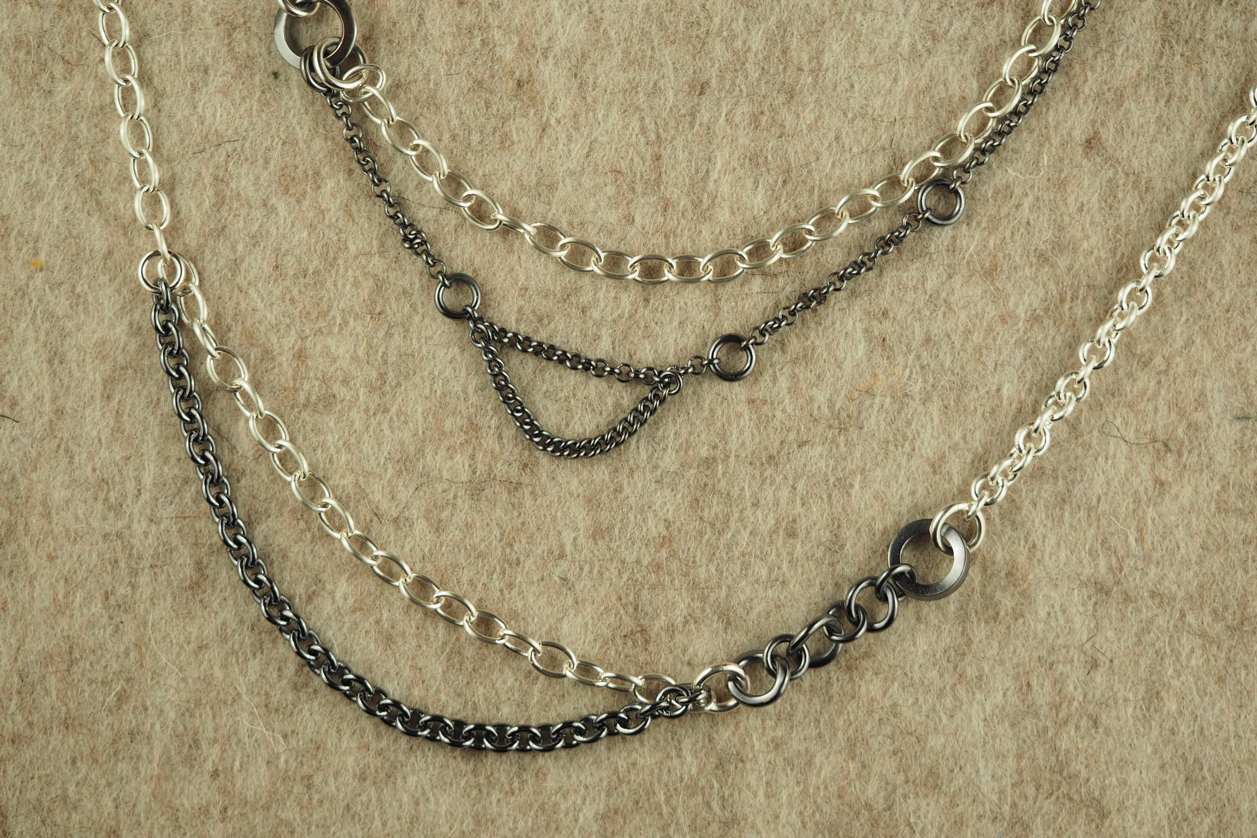 Link Chain, Sterling Silver- Brushed and Oxidized. 